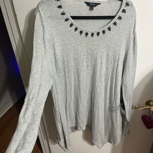 🖤 3X Simply Vera Vera Wang Gray Embellished Women's Top NWT